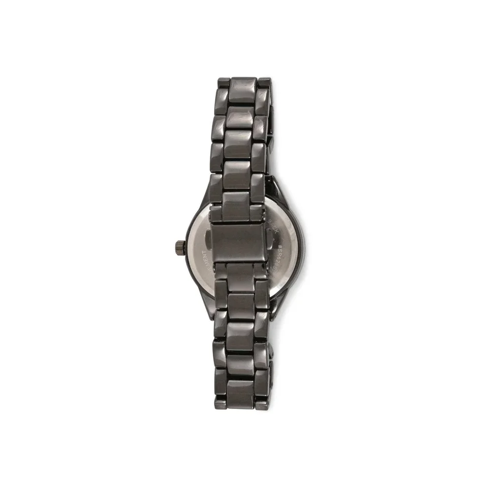 Time and‎ Tru Bracelet Watch Women Gun Metal Silver Arabics 31MM SR626SW